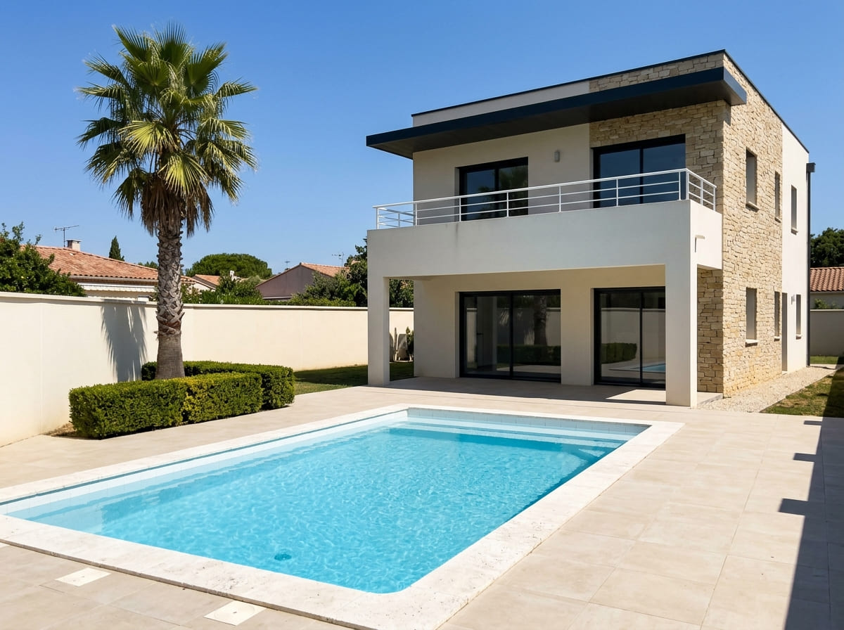 Piscine sur-mesure réalisée par AT Construction dans l'Hérault — réalisation 10